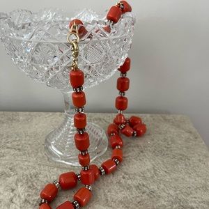 J.Crew 30” Orange Bauble Necklace with Jewelry Pouch